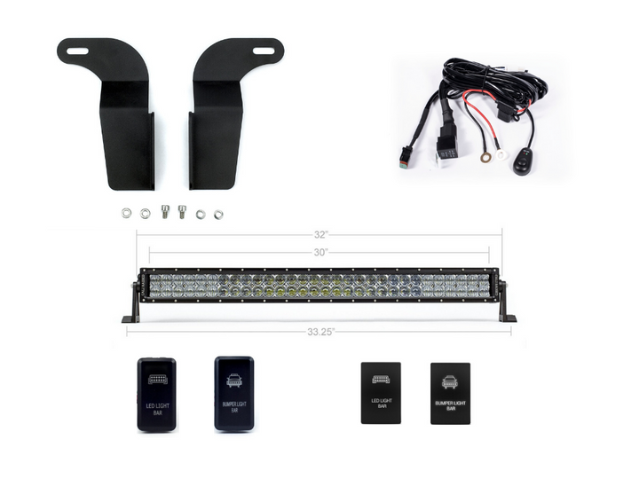32" Lower Bumper Hidden LED Light Bar Brackets Kit For 2005-2015 Toyota Tacoma