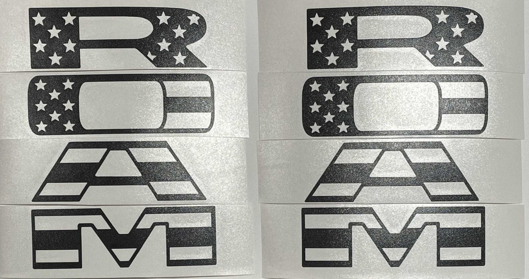 Premium Cast Matte Black Die-Cut Vinyl Flag Decals for 2019-2025 RAM Doors