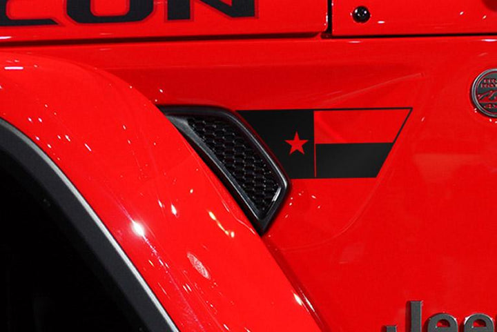 Premium Cast Matte Black Vinyl Flag Decals for Wrangler JL and Gladiator Fender Ventsx2