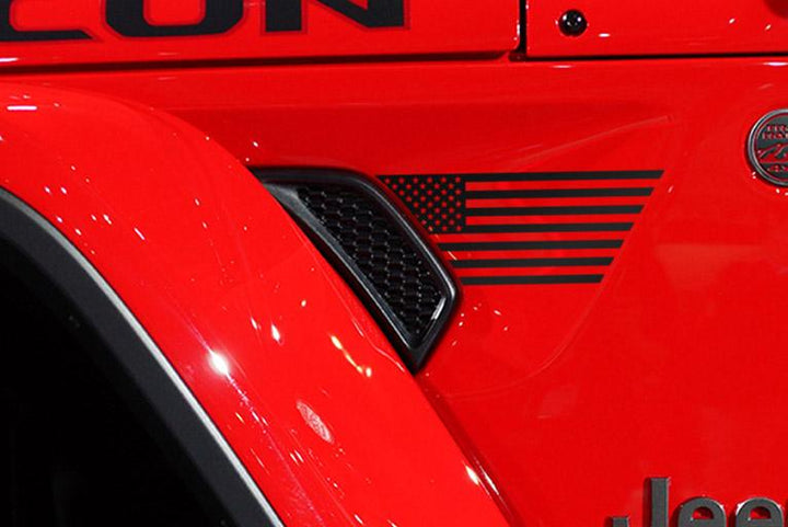 Premium Cast Matte Black Vinyl Flag Decals for Wrangler JL and Gladiator Fender Ventsx2