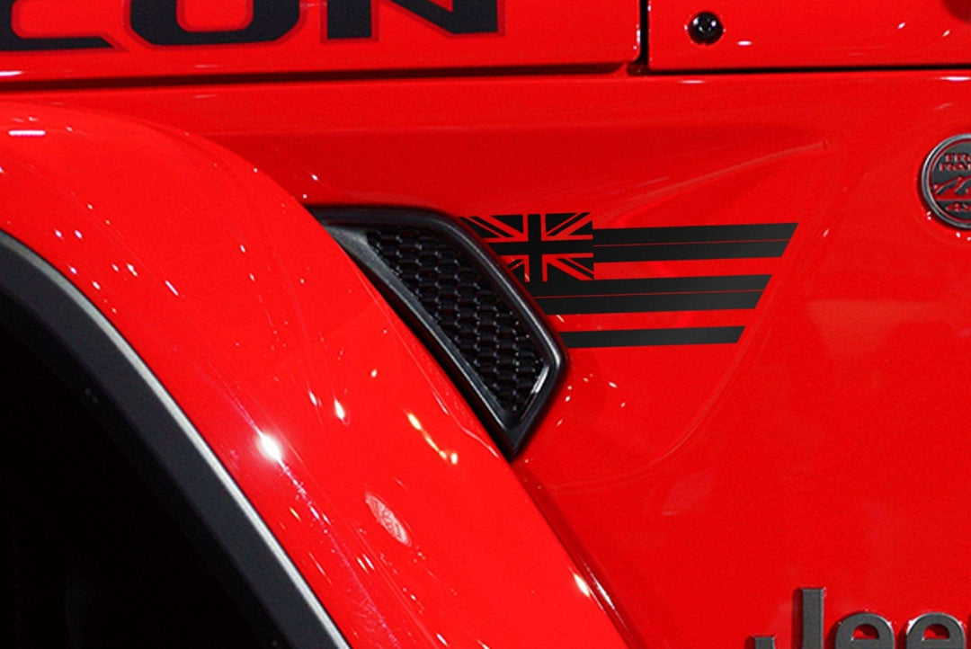 Premium Cast Matte Black Vinyl Flag Decals for Wrangler JL and Gladiator Fender Ventsx2