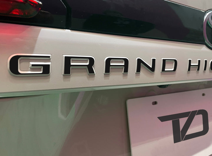 Premium Cast Vinyl Decal Letter Inlays for 2024-2025 Grand Highlander Liftgate